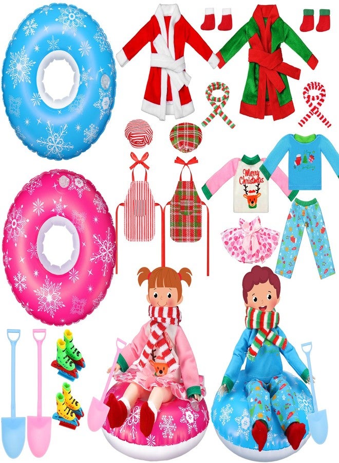 Cutecrop مجموعة إكسسوارات دمى عيد الميلاد من كيوت كروب، 20 قطعة، تتضمن ملابس عيد الميلاد على شكل أنبوب ثلجي، ورداء حمام، ووشاح، وتنانير، ومئزر، وقبعة طاهٍ، وجوارب، وإكسسوارات لتزيين دمى عيد الميلاد (نمط مريح). - Image 1